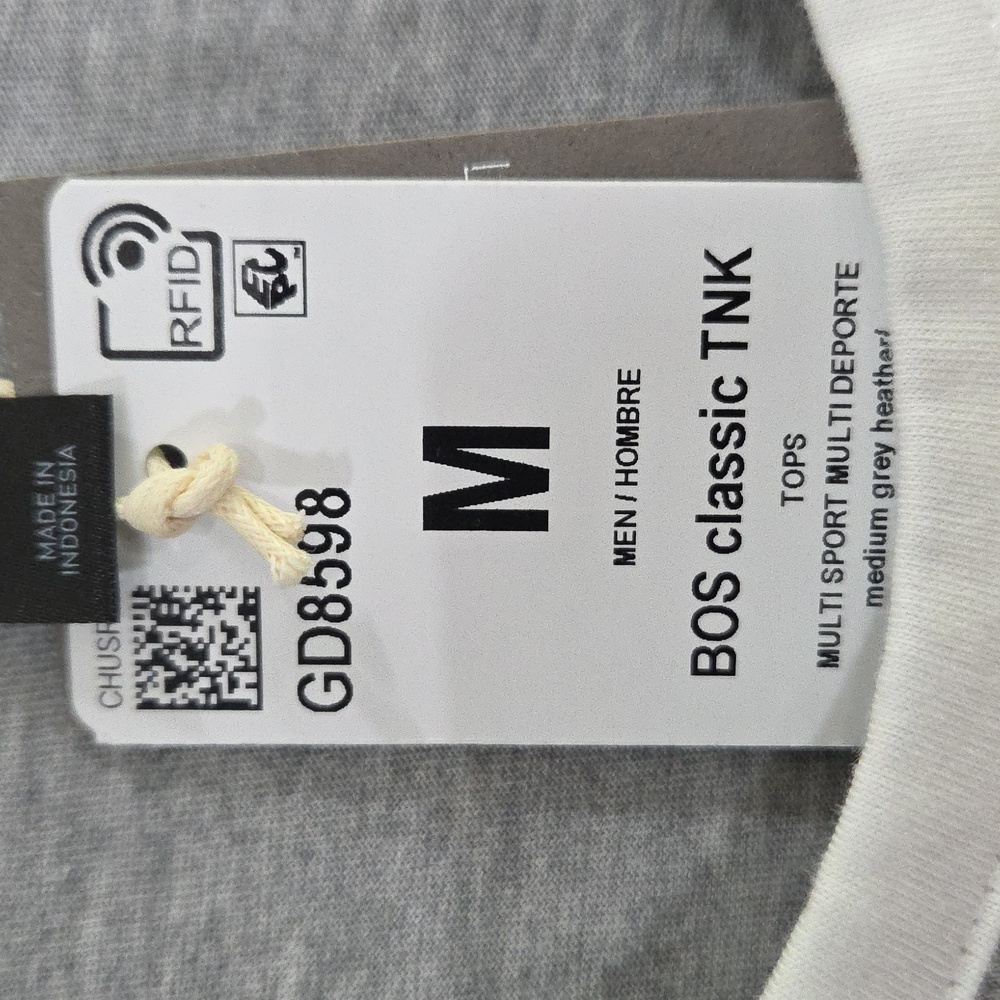 Adidas Heather Gray Tank with White Logo - Picture 4 of 7